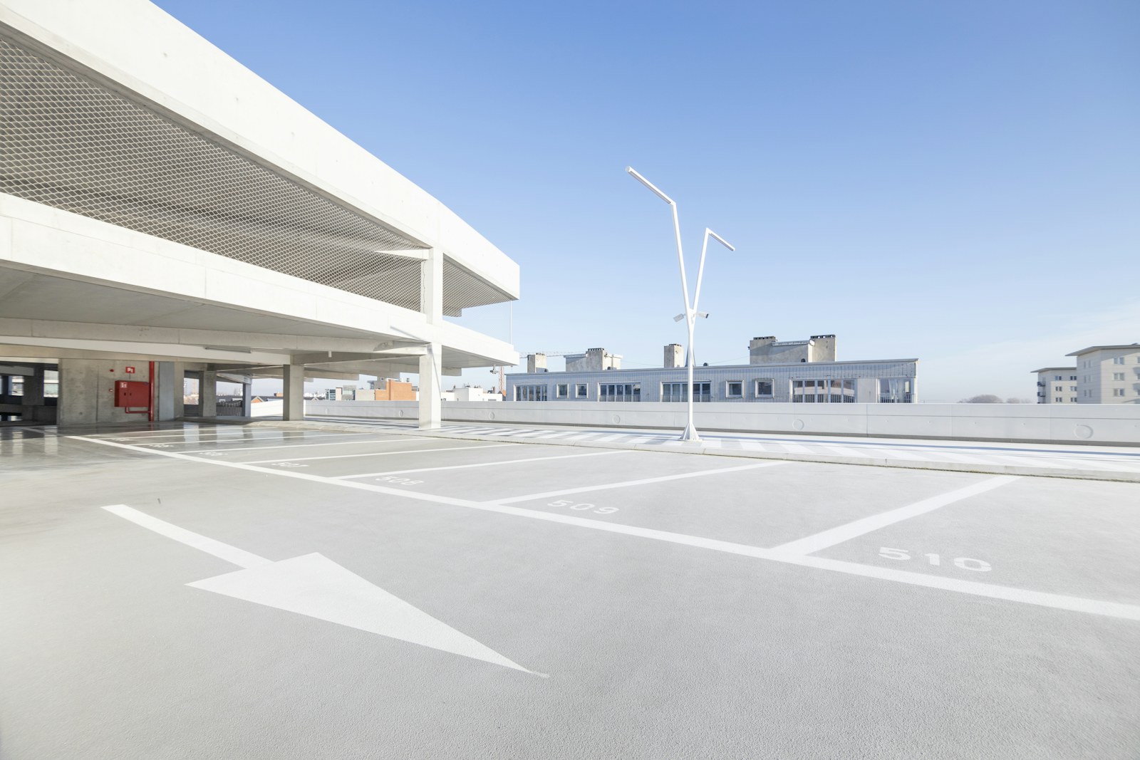 Clean commercial parking lot